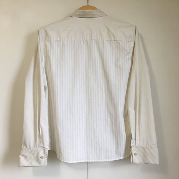 Tabi Wrinkle Resistant Brocade Cuff Striped 100% Cotton Button Up Dress Shirt - Picture 2 of 11